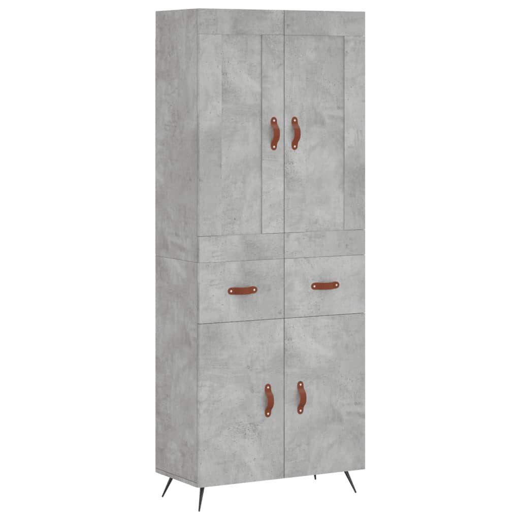 Highboard betonggrå 69,5x34x180 cm konstruert tre