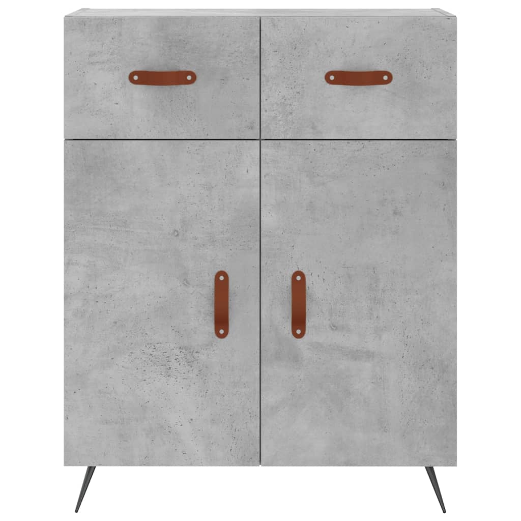 Highboard betonggrå 69,5x34x180 cm konstruert tre