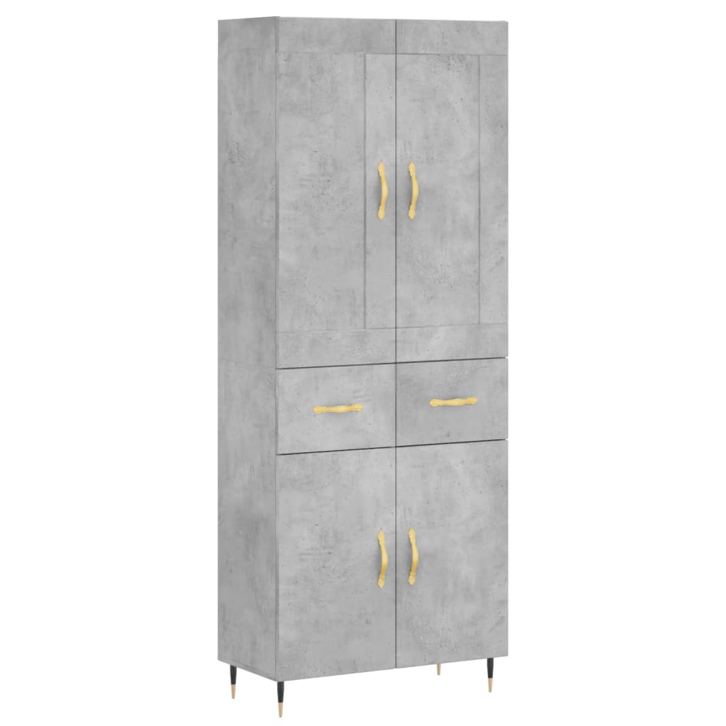 Highboard betonggrå 69,5x34x180 cm konstruert tre