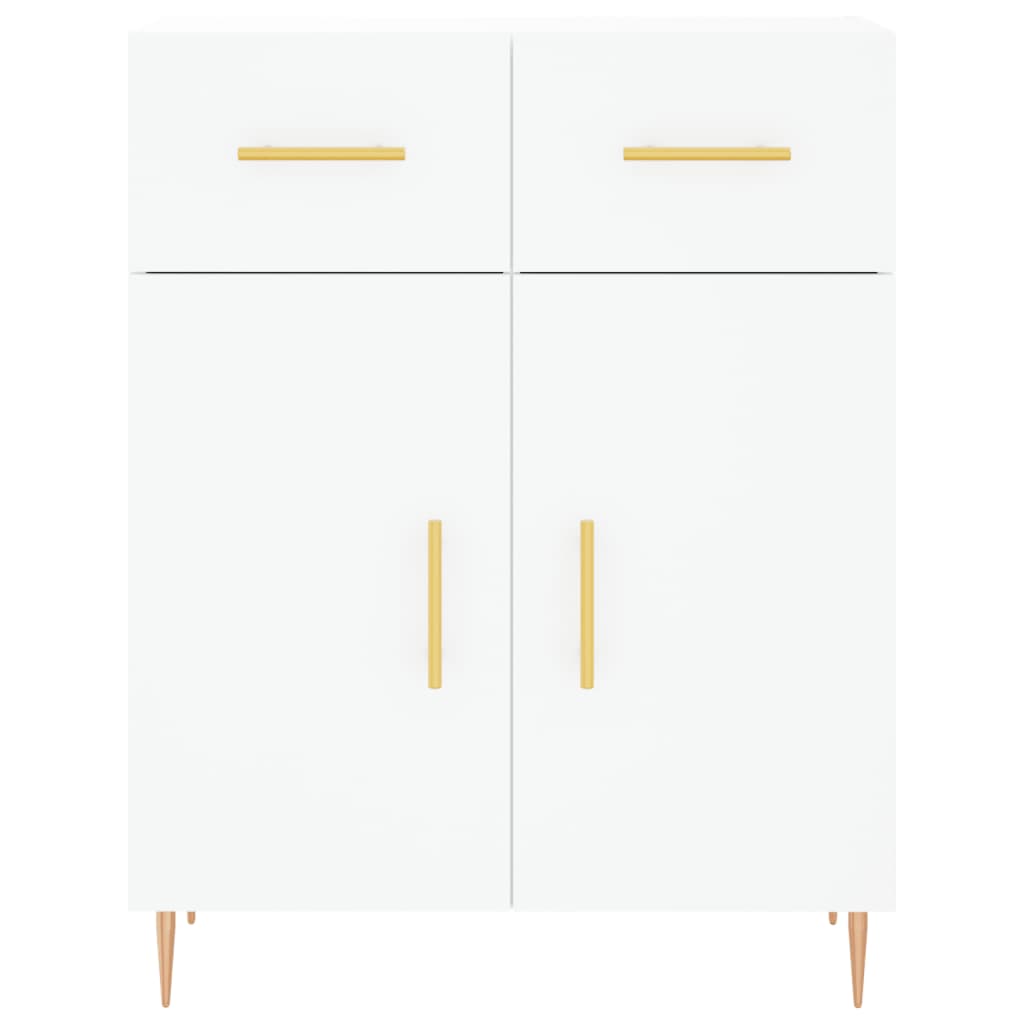 Highboard hvit 69,5x34x180 cm konstruert tre