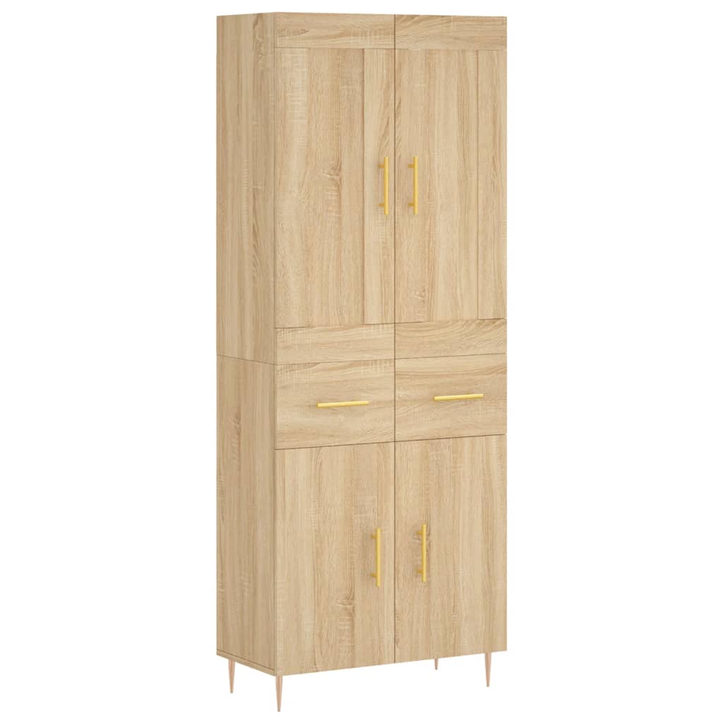Highboard sonoma eik 69,5x34x180 cm konstruert tre