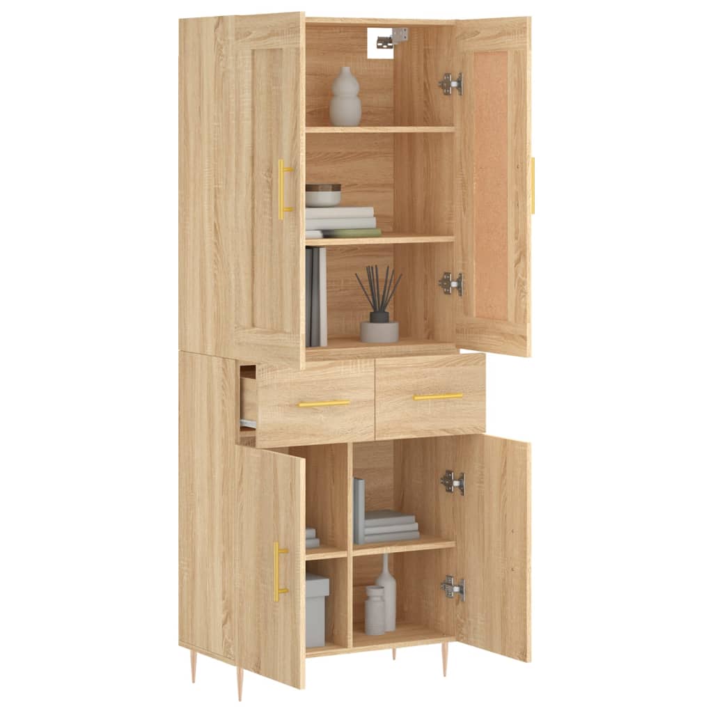 Highboard sonoma eik 69,5x34x180 cm konstruert tre