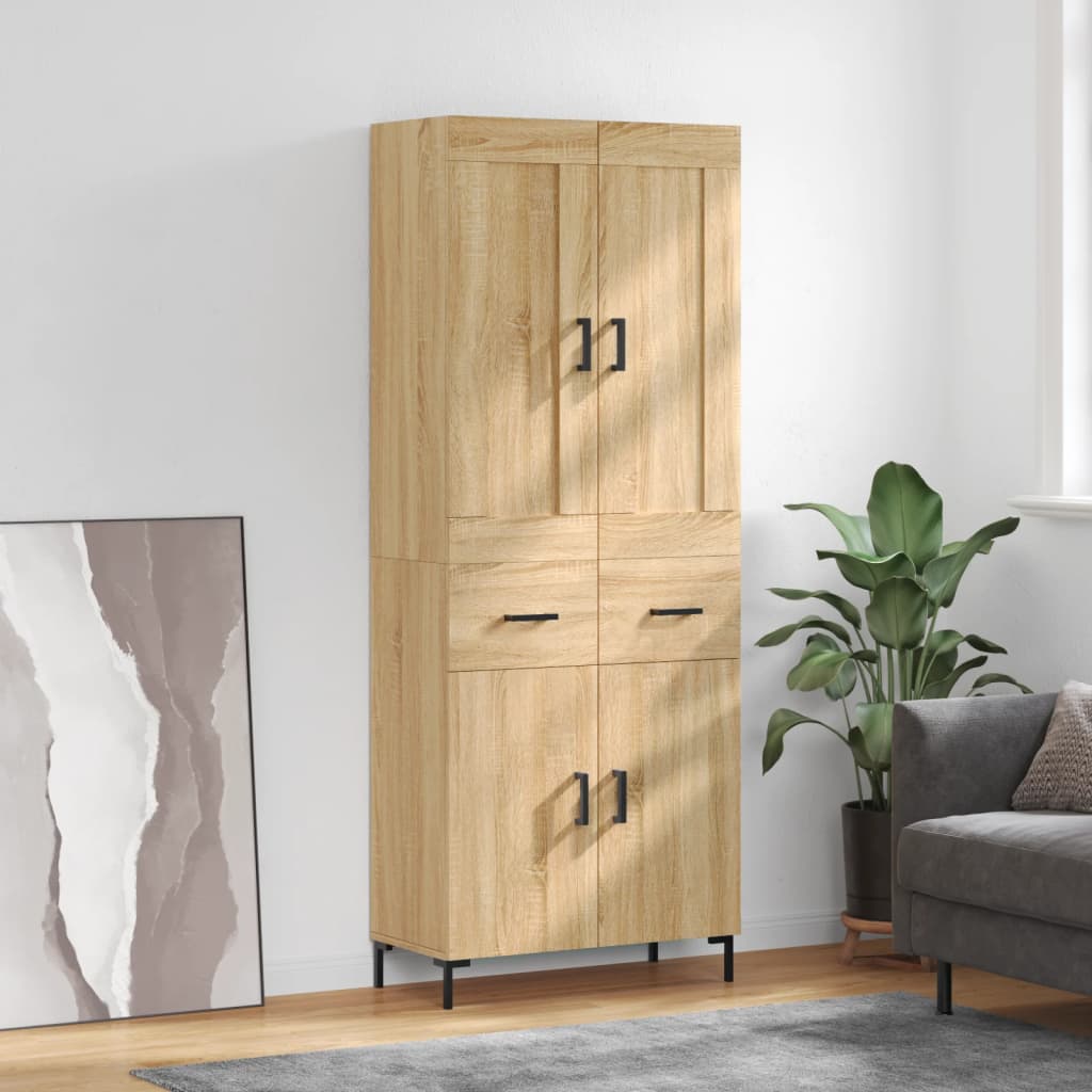 Highboard sonoma eik 69,5x34x180 cm konstruert tre