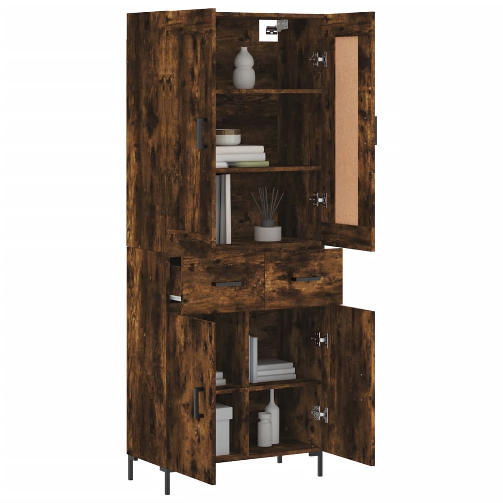 Highboard røkt eik 69,5x34x180 cm konstruert tre