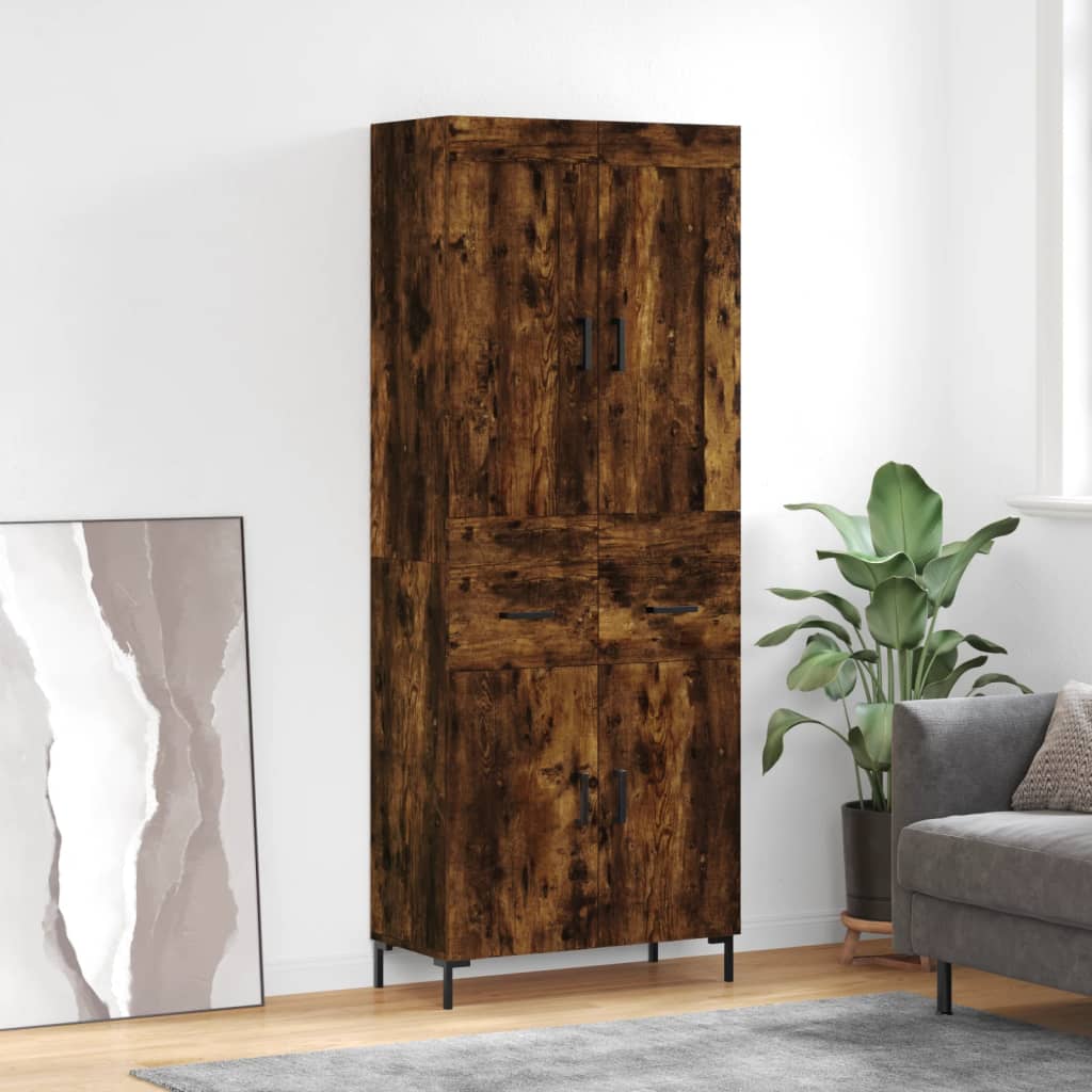Highboard røkt eik 69,5x34x180 cm konstruert tre