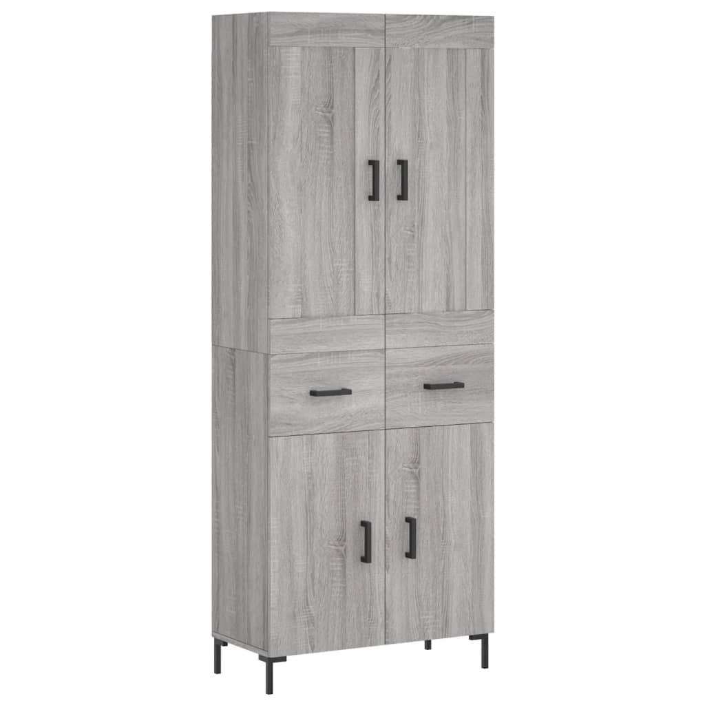 Highboard grå sonoma 69,5x34x180 cm konstruert tre