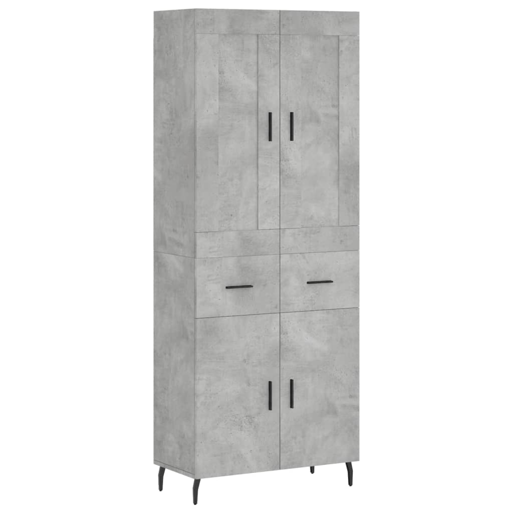Highboard betonggrå 69,5x34x180 cm konstruert tre