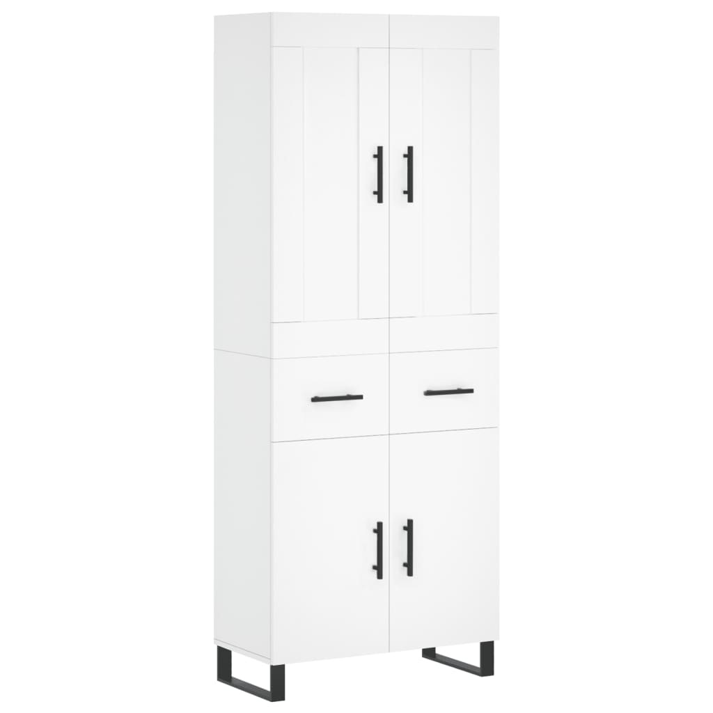 Highboard hvit 69,5x34x180 cm konstruert tre