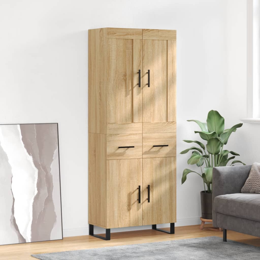 Highboard sonoma eik 69,5x34x180 cm konstruert tre