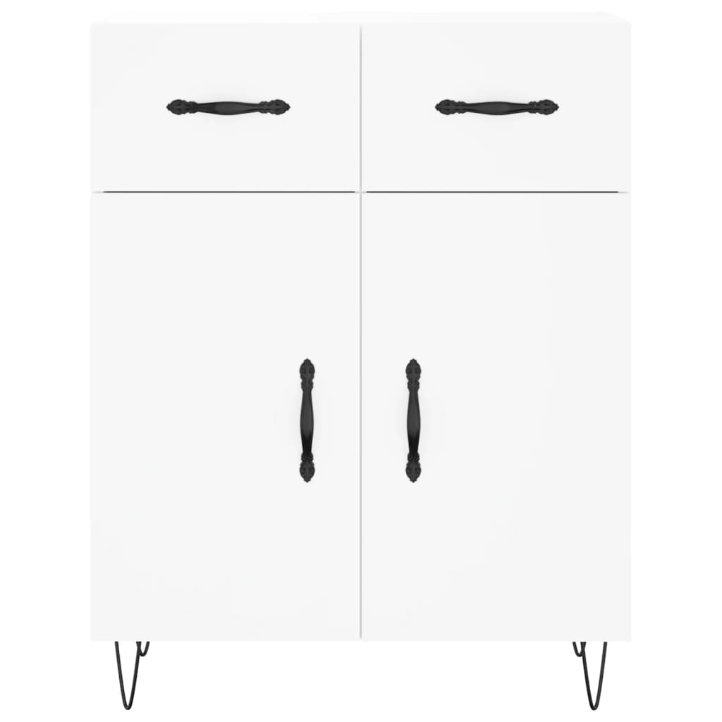 Highboard hvit 69,5x34x180 cm konstruert tre