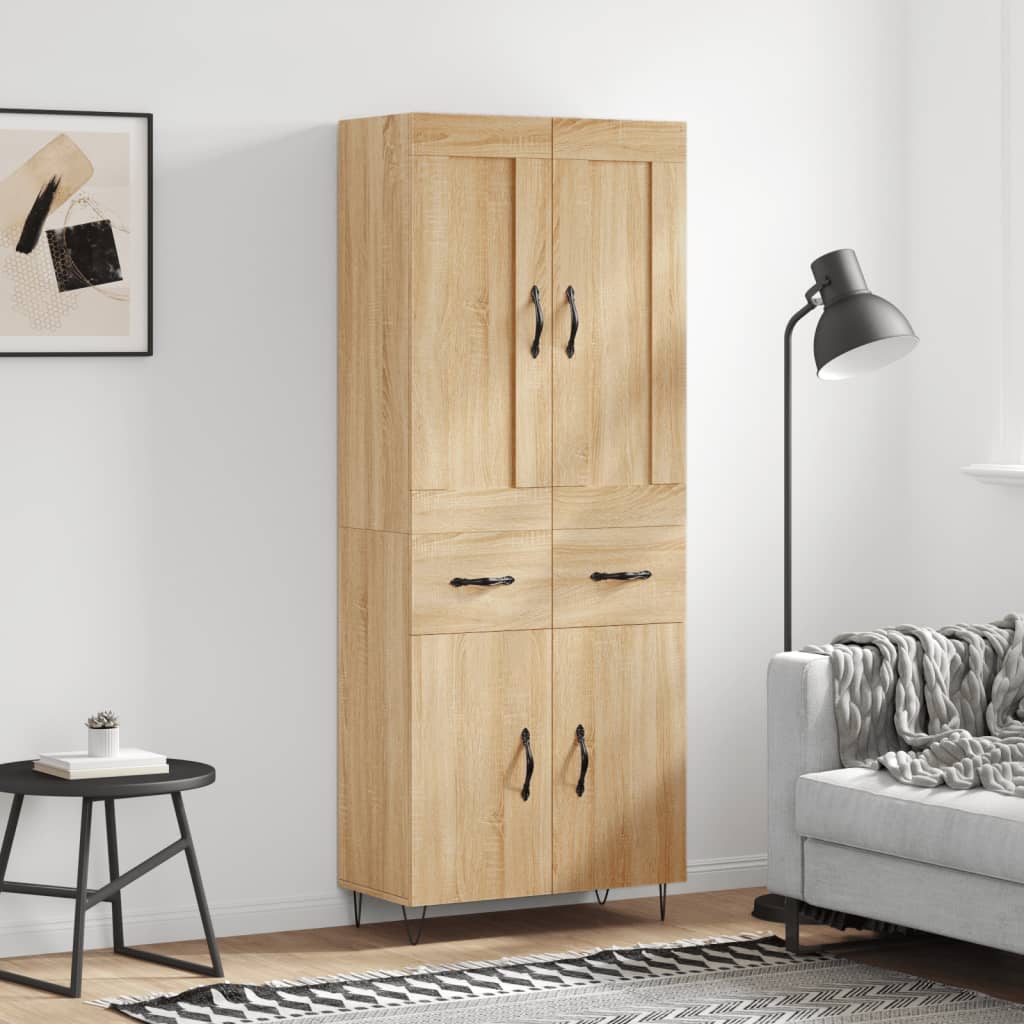 Highboard sonoma eik 69,5x34x180 cm konstruert tre