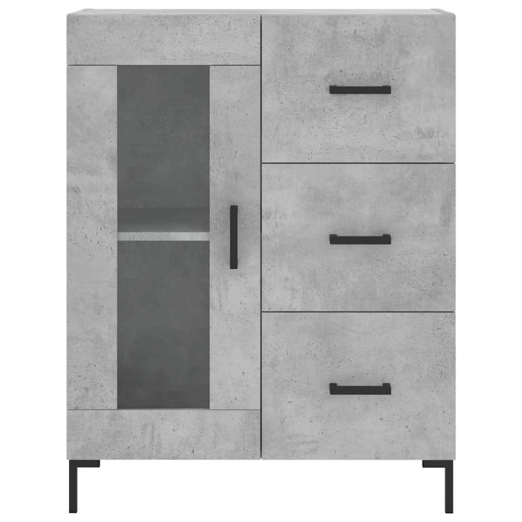 Highboard betonggrå 69,5x34x180 cm konstruert tre