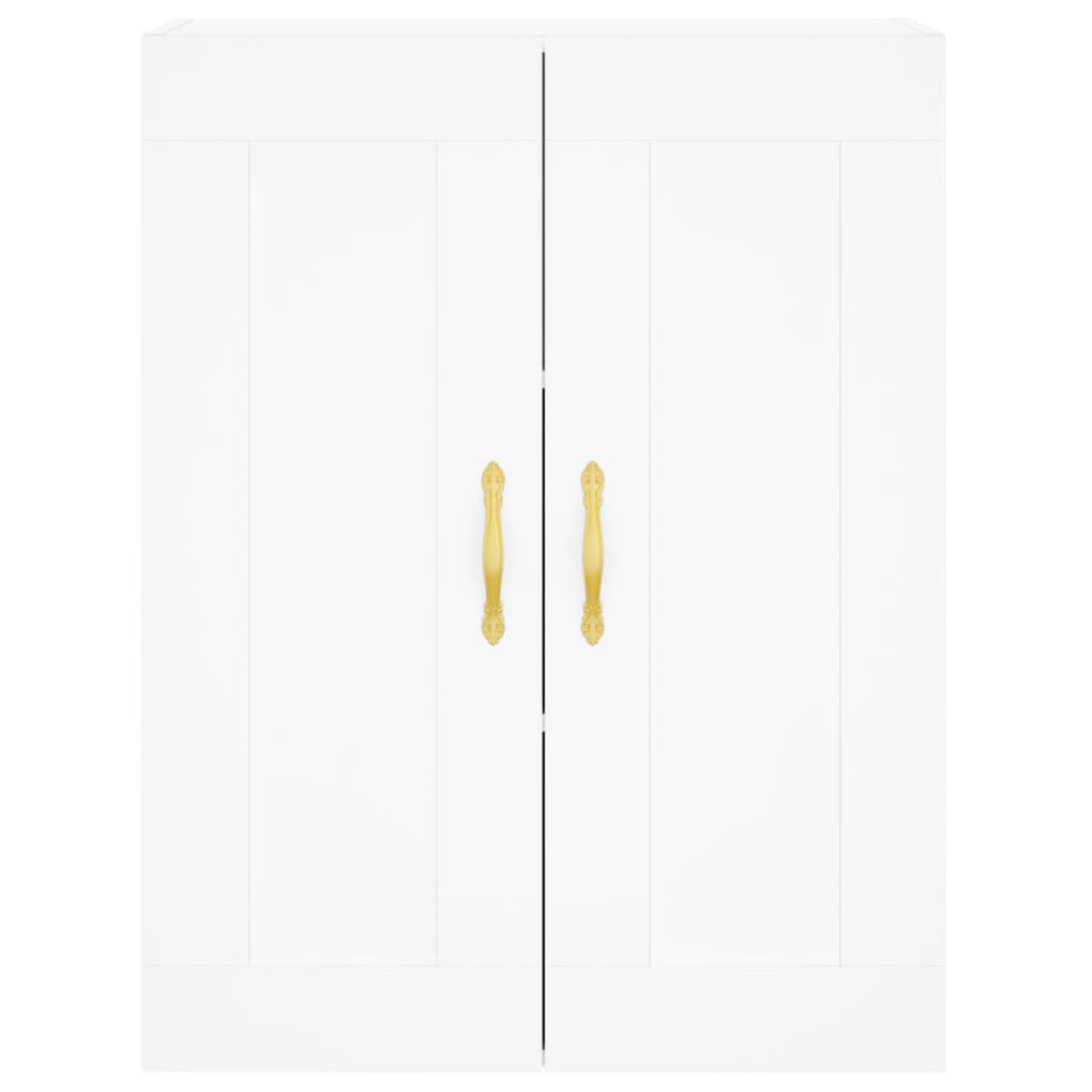 Highboard hvit 69,5x34x180 cm konstruert tre