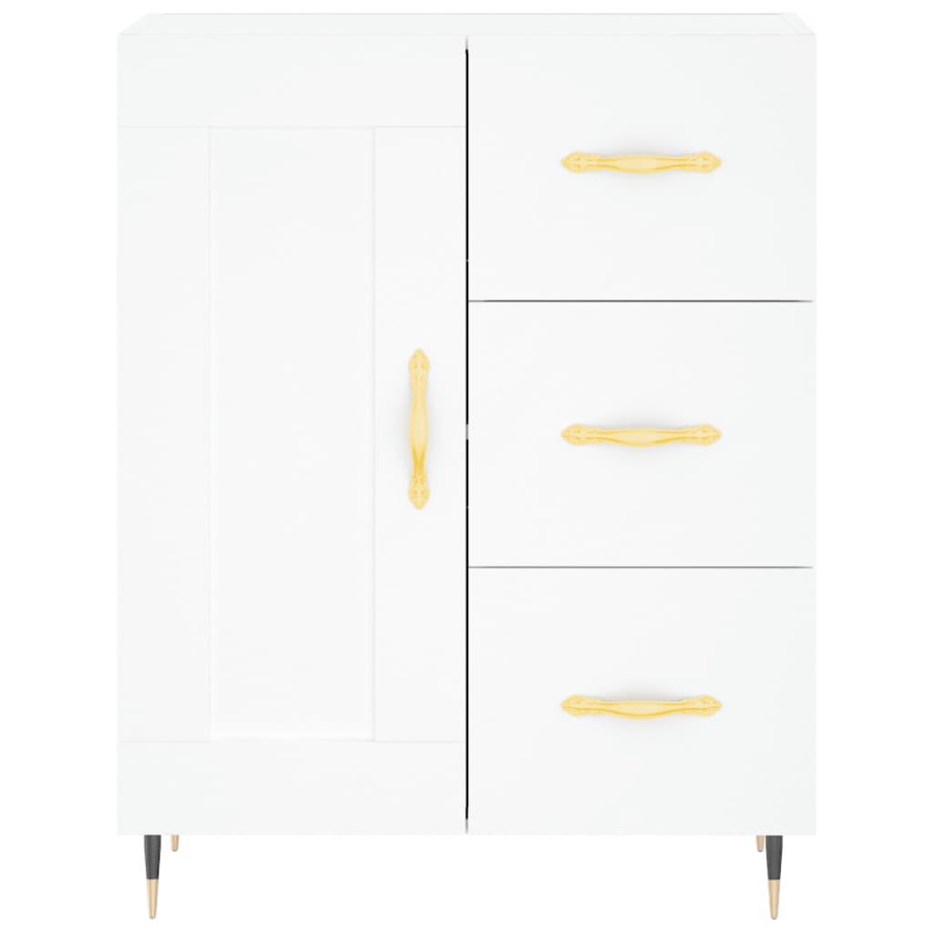 Highboard hvit 69,5x34x180 cm konstruert tre