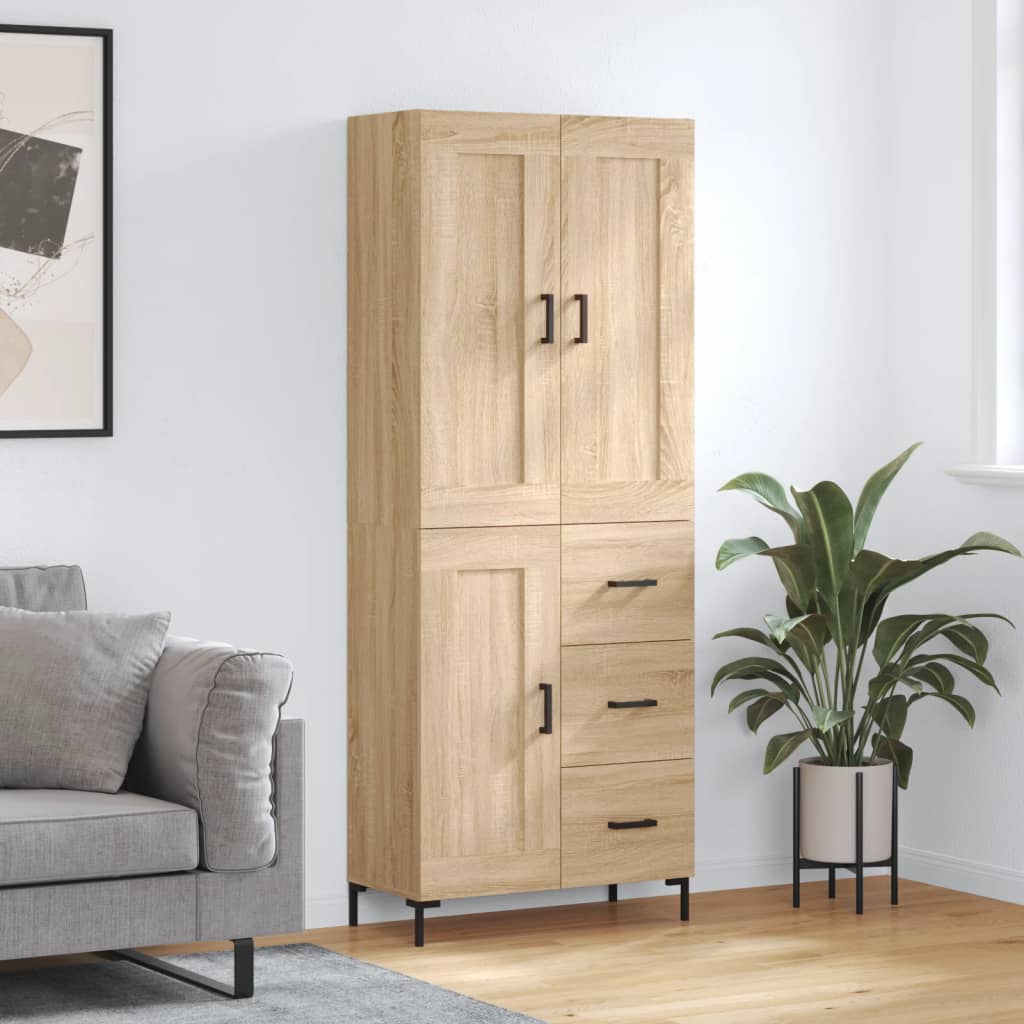 Highboard sonoma eik 69,5x34x180 cm konstruert tre