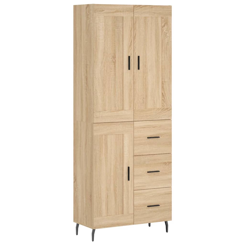 Highboard sonoma eik 69,5x34x180 cm konstruert tre