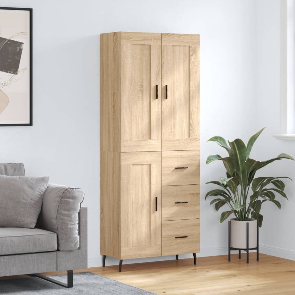 Highboard sonoma eik 69,5x34x180 cm konstruert tre