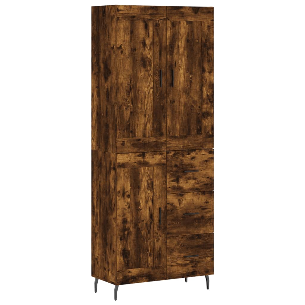 Highboard røkt eik 69,5x34x180 cm konstruert tre