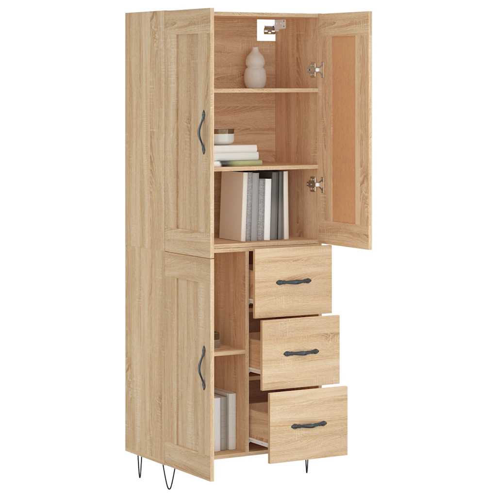 Highboard sonoma eik 69,5x34x180 cm konstruert tre