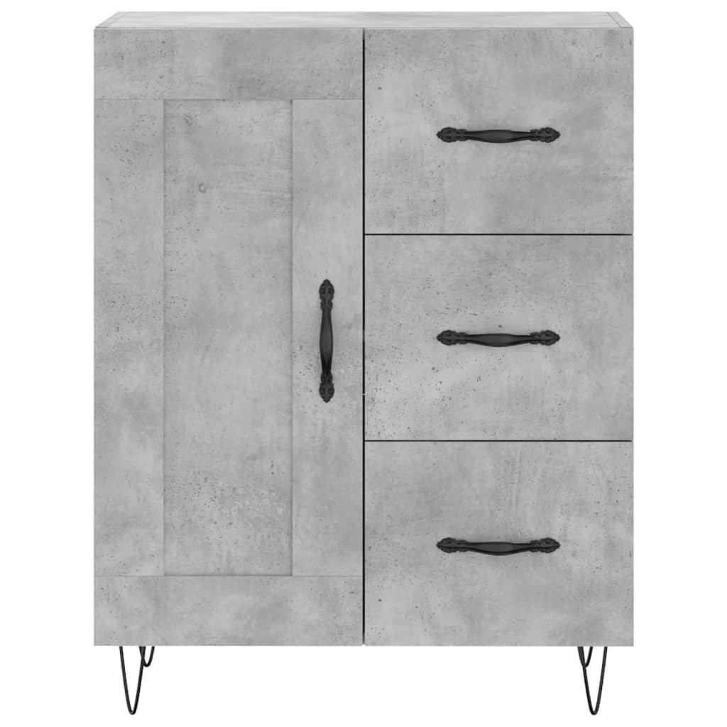 Highboard betonggrå 69,5x34x180 cm konstruert tre