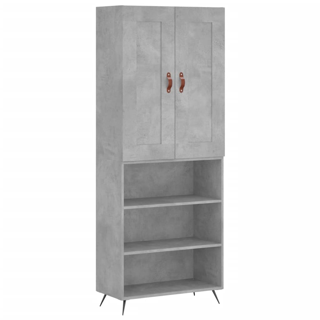 Highboard betonggrå 69,5x34x180 cm konstruert tre
