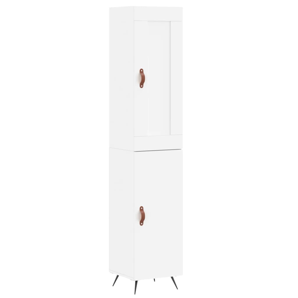 Highboard hvit 34,5x34x180 cm konstruert tre
