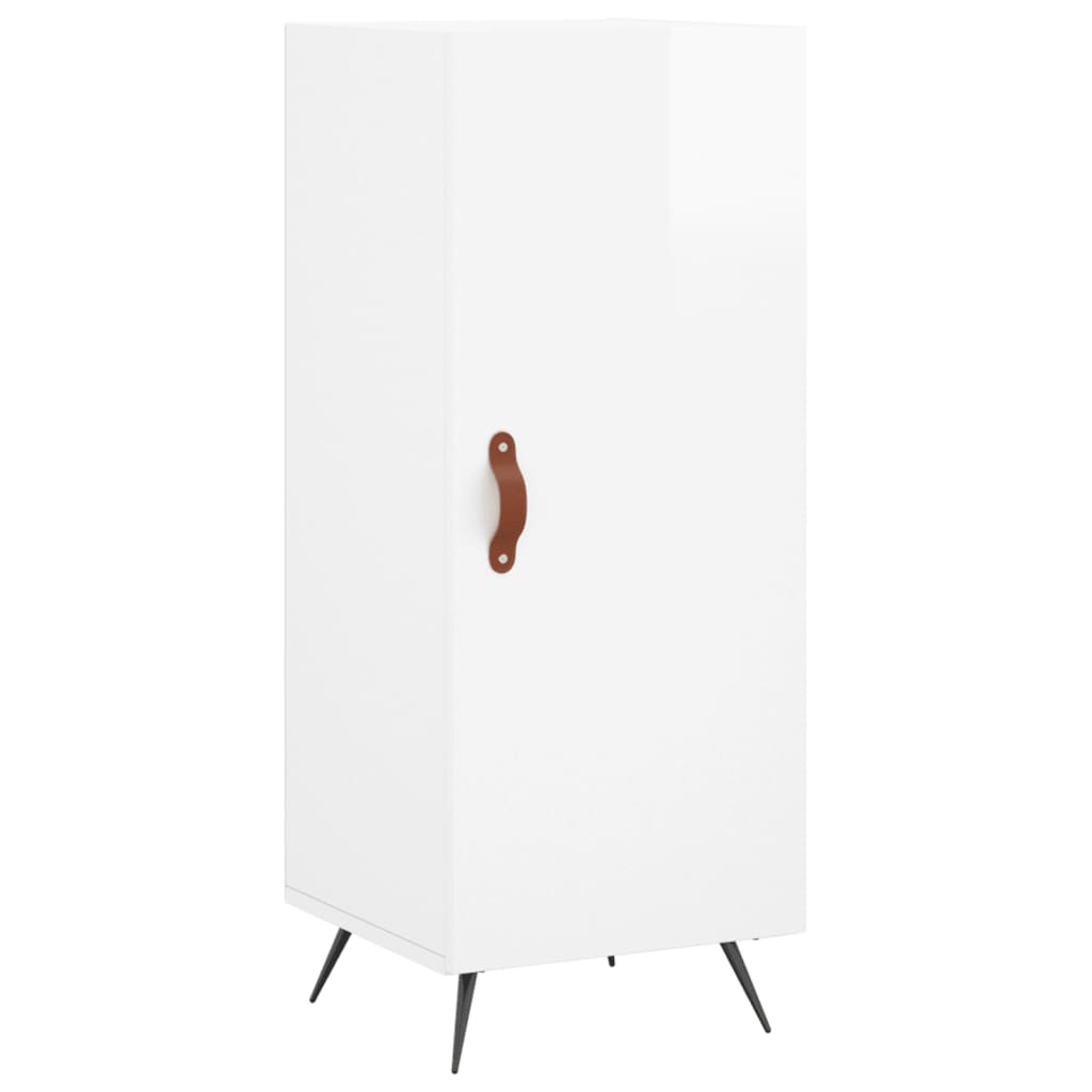 Highboard høyglans hvit 34,5x34x180 cm konstruert tre