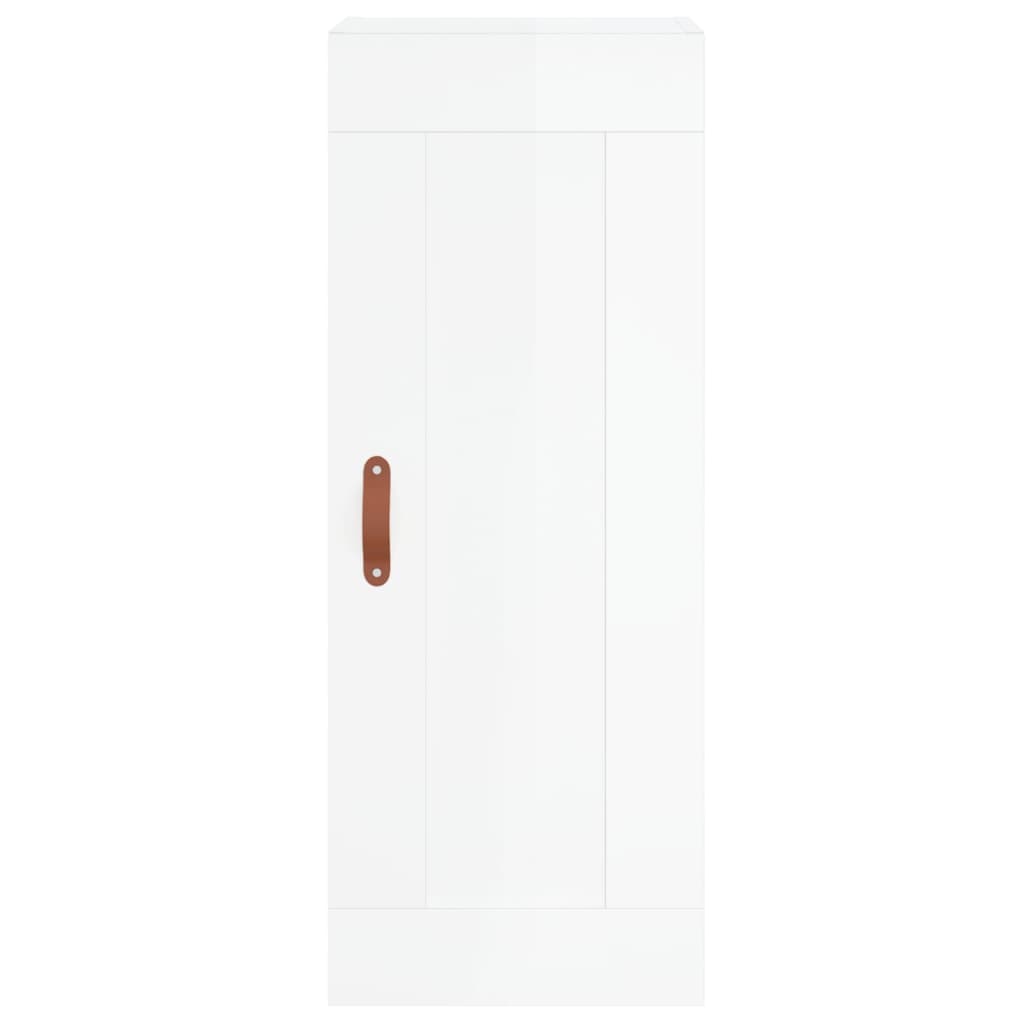 Highboard høyglans hvit 34,5x34x180 cm konstruert tre