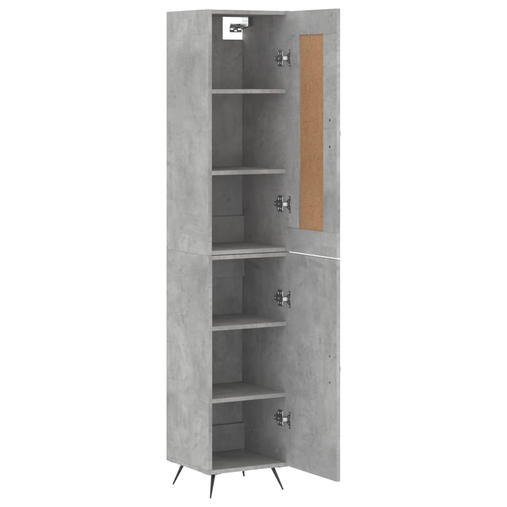Highboard betonggrå 34,5x34x180 cm konstruert tre
