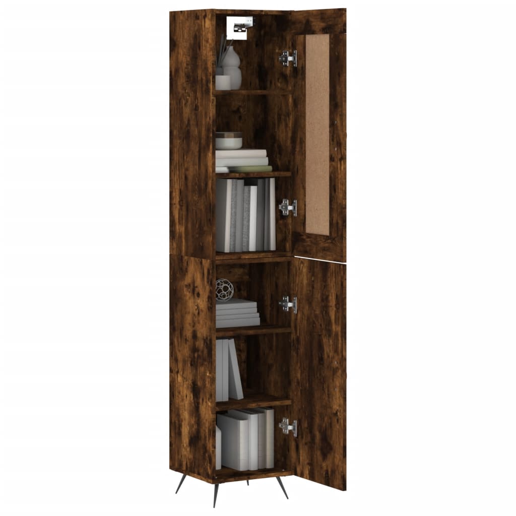 Highboard røkt eik 34,5x34x180 cm konstruert tre