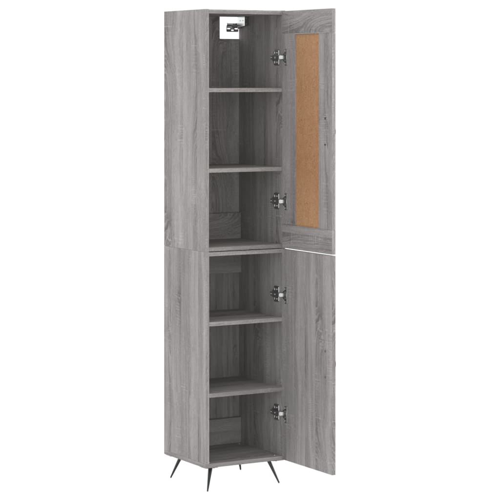 Highboard grå sonoma 34,5x34x180 cm konstruert tre