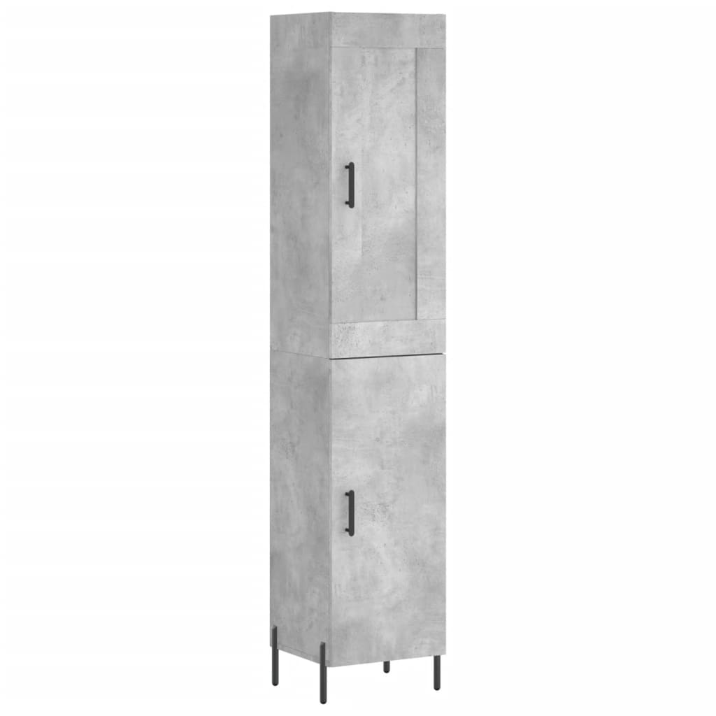 Highboard betonggrå 34,5x34x180 cm konstruert tre