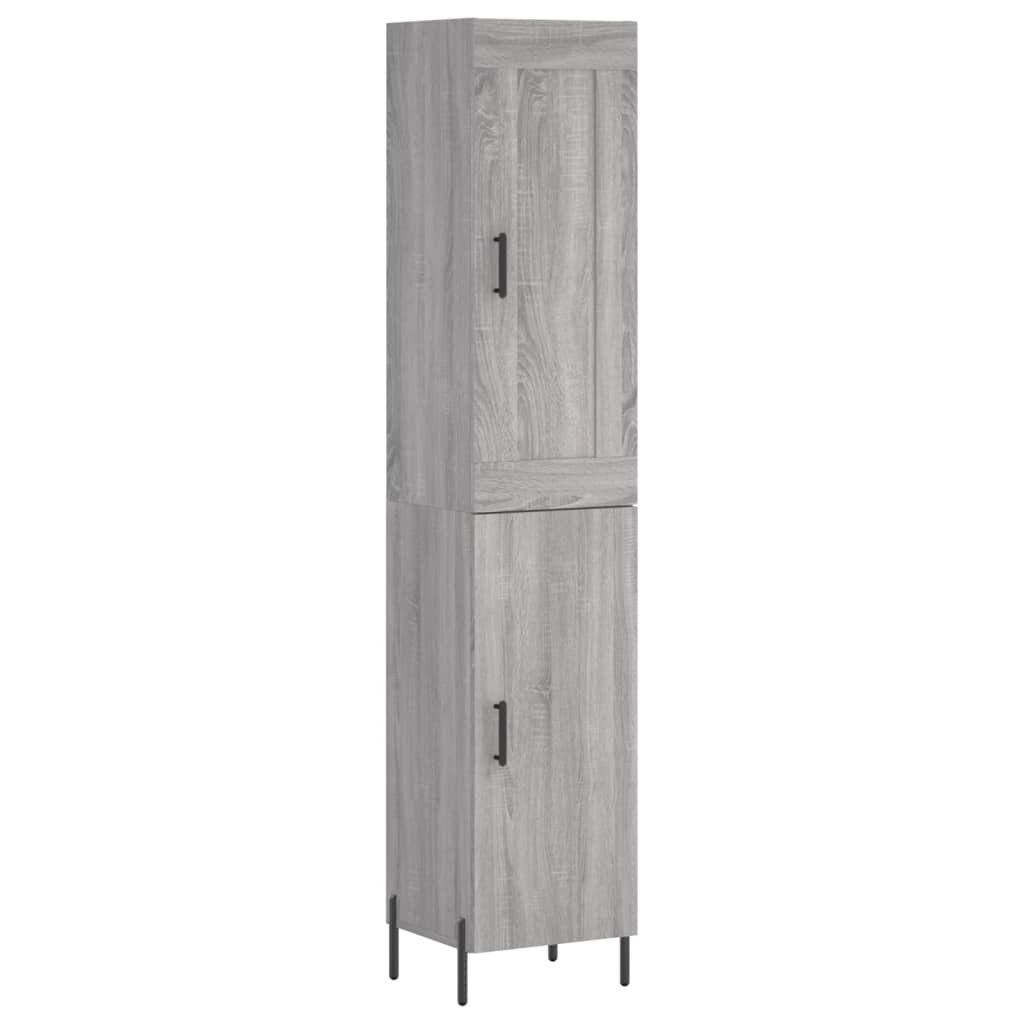 Highboard grå sonoma 34,5x34x180 cm konstruert tre