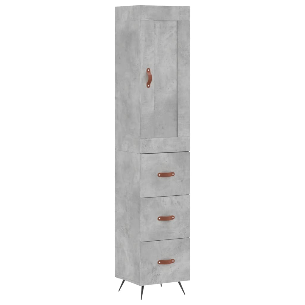 Highboard betonggrå 34,5x34x180 cm konstruert tre