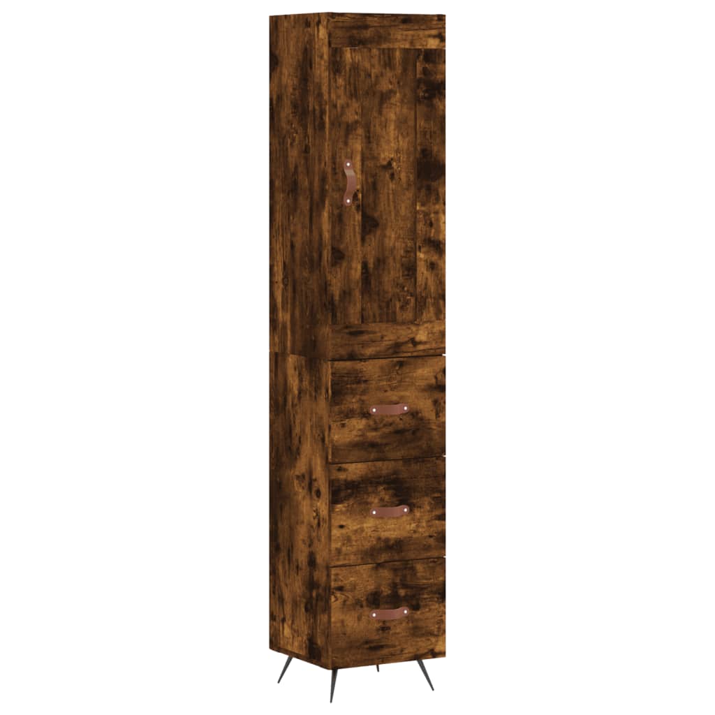 Highboard røkt eik 34,5x34x180 cm konstruert tre
