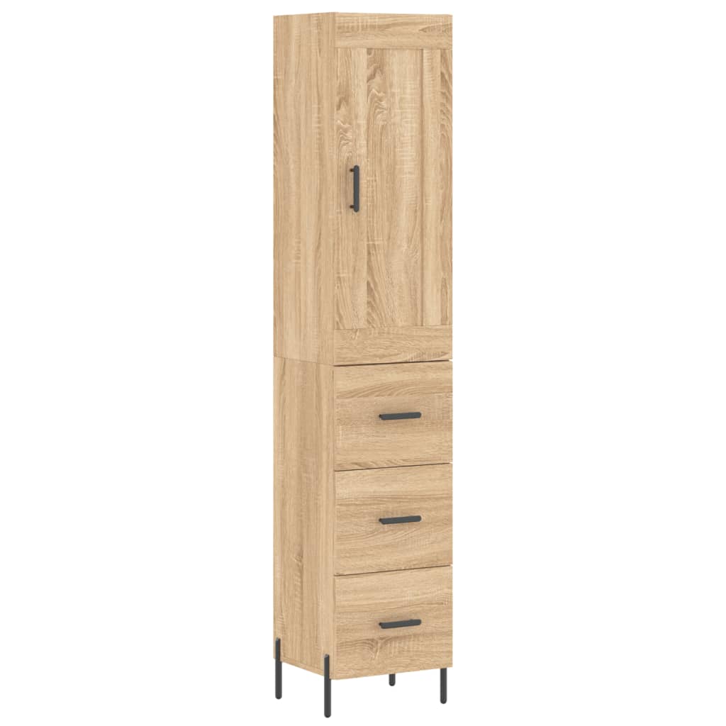 Highboard sonoma eik 34,5x34x180 cm konstruert tre