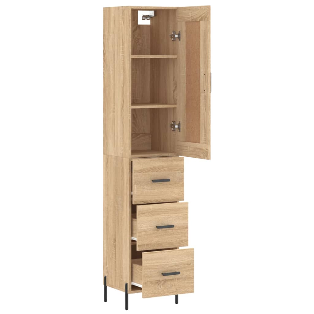 Highboard sonoma eik 34,5x34x180 cm konstruert tre