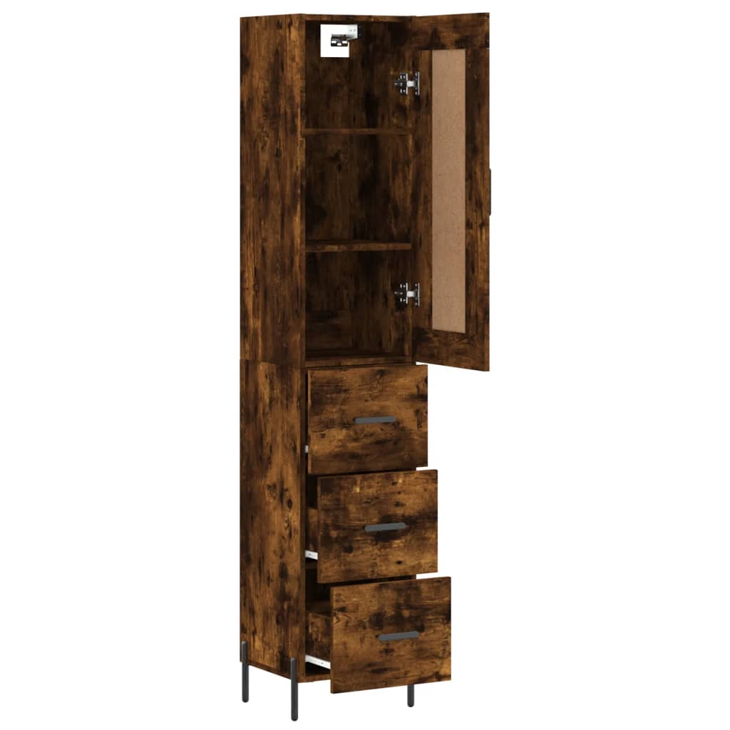 Highboard røkt eik 34,5x34x180 cm konstruert tre