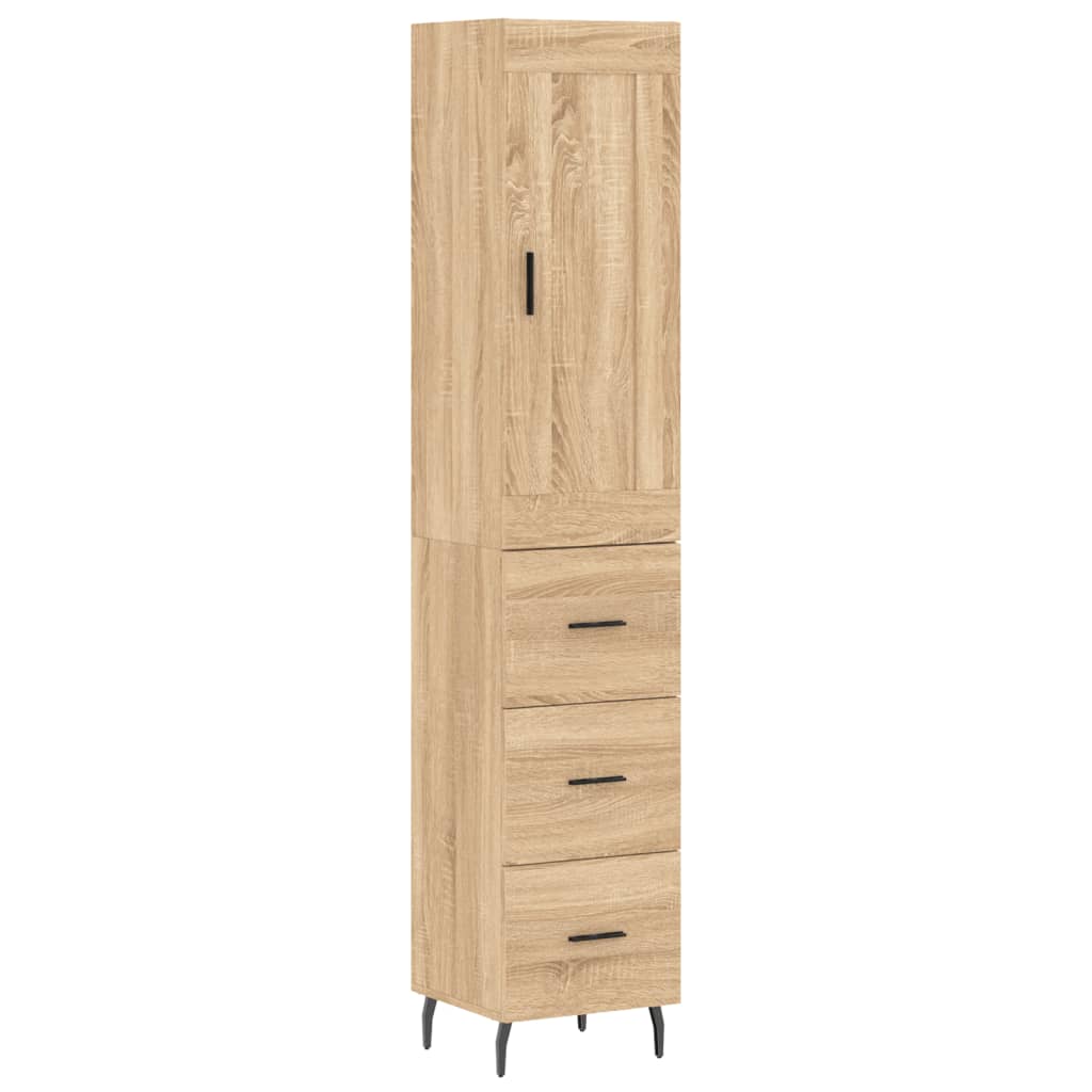 Highboard sonoma eik 34,5x34x180 cm konstruert tre