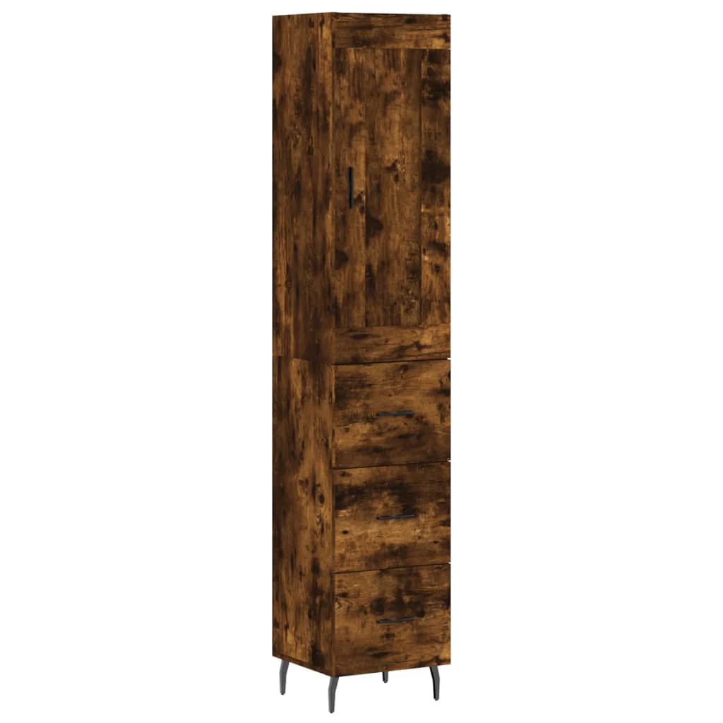 Highboard røkt eik 34,5x34x180 cm konstruert tre