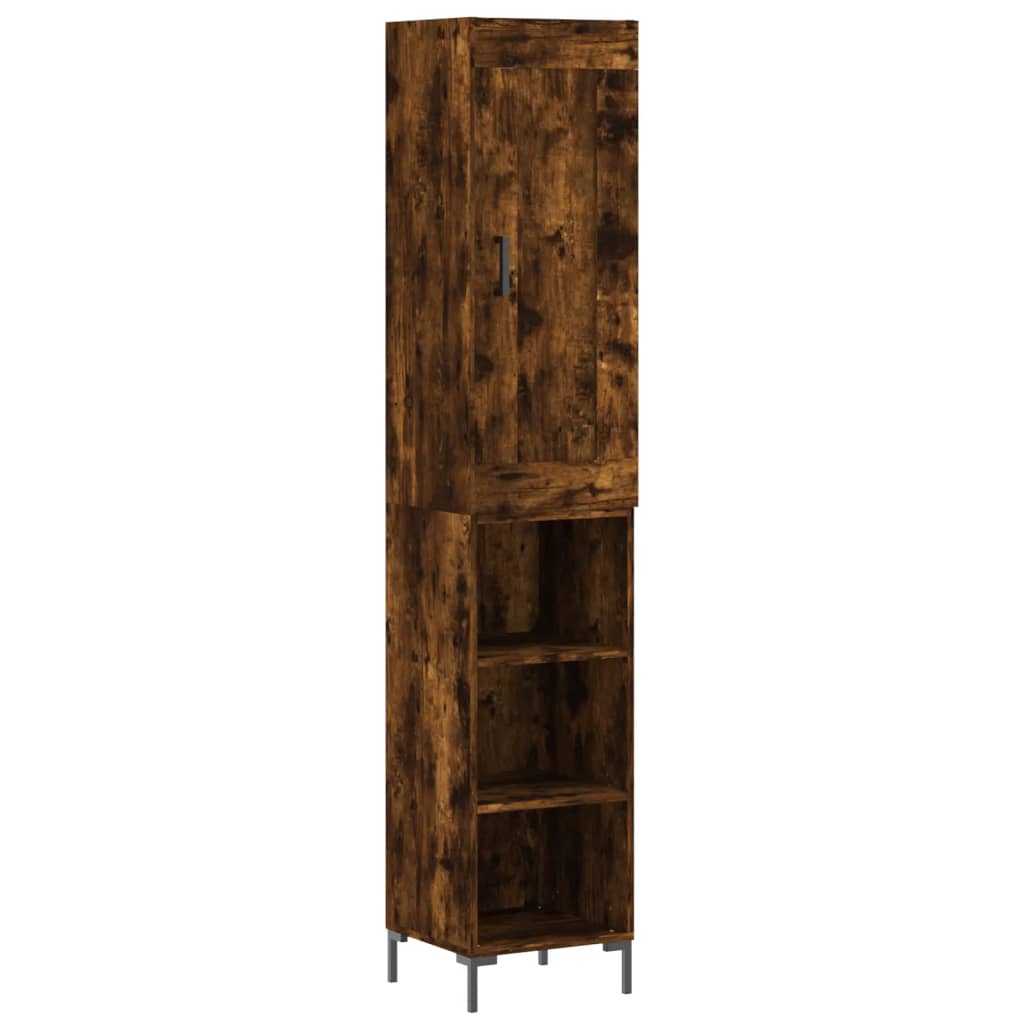 Highboard røkt eik 34,5x34x180 cm konstruert tre