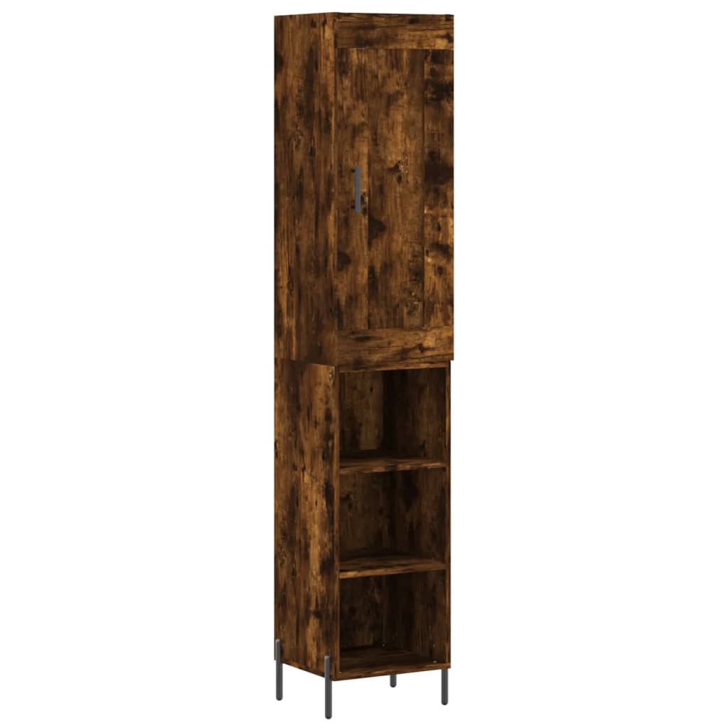 Highboard røkt eik 34,5x34x180 cm konstruert tre