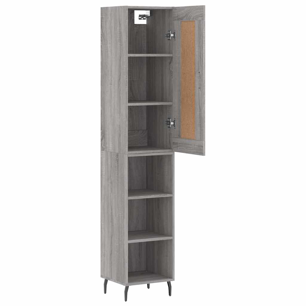 Highboard grå sonoma 34,5x34x180 cm konstruert tre