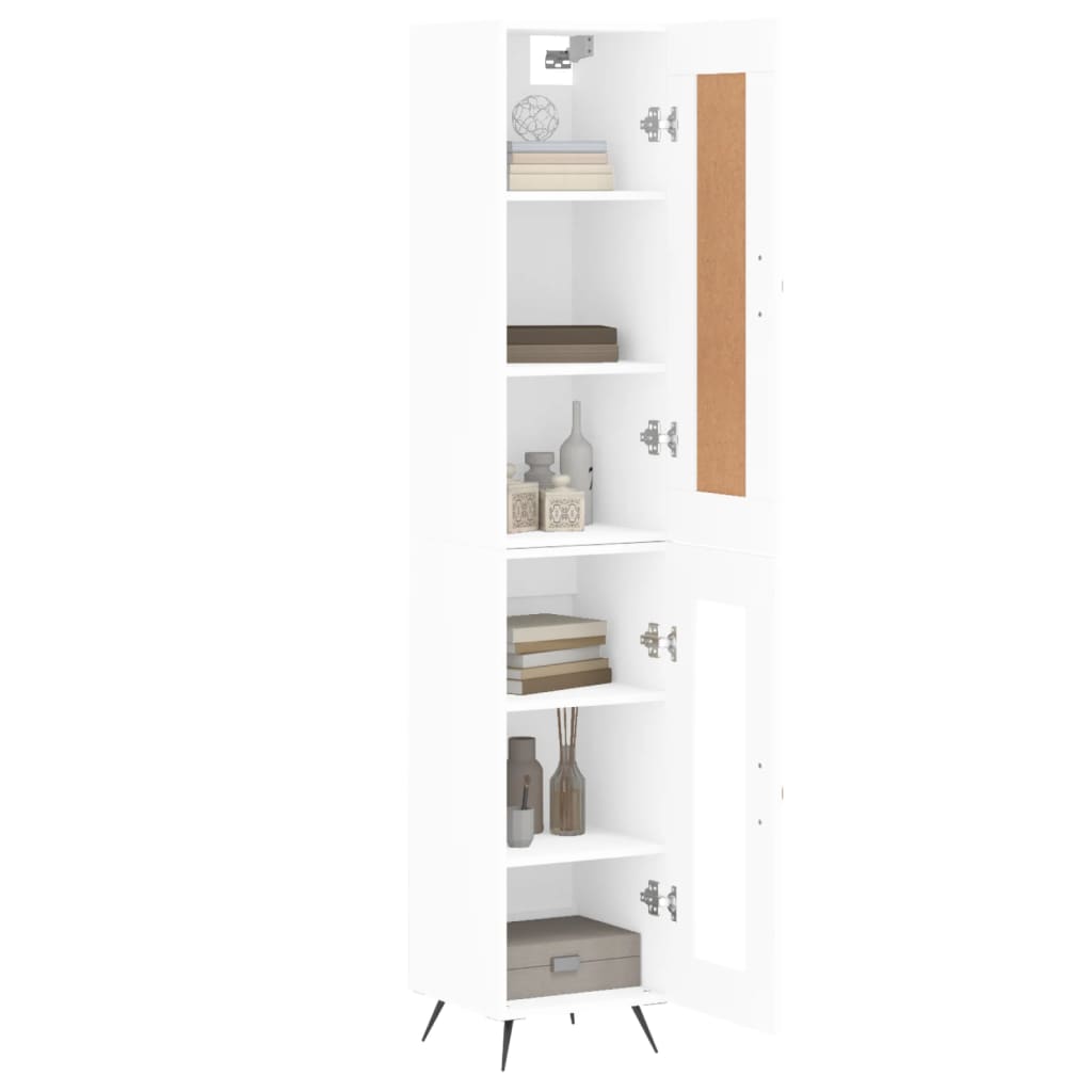 Highboard hvit 34,5x34x180 cm konstruert tre