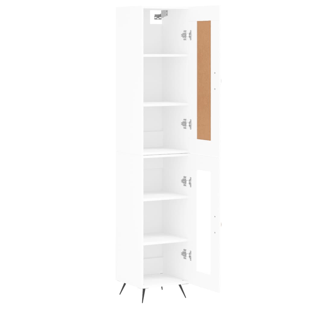 Highboard hvit 34,5x34x180 cm konstruert tre