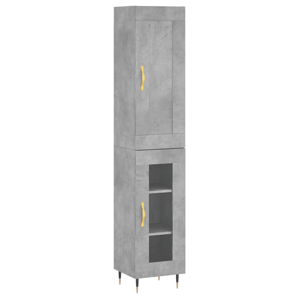 Highboard betonggrå 34,5x34x180 cm konstruert tre vidaXL