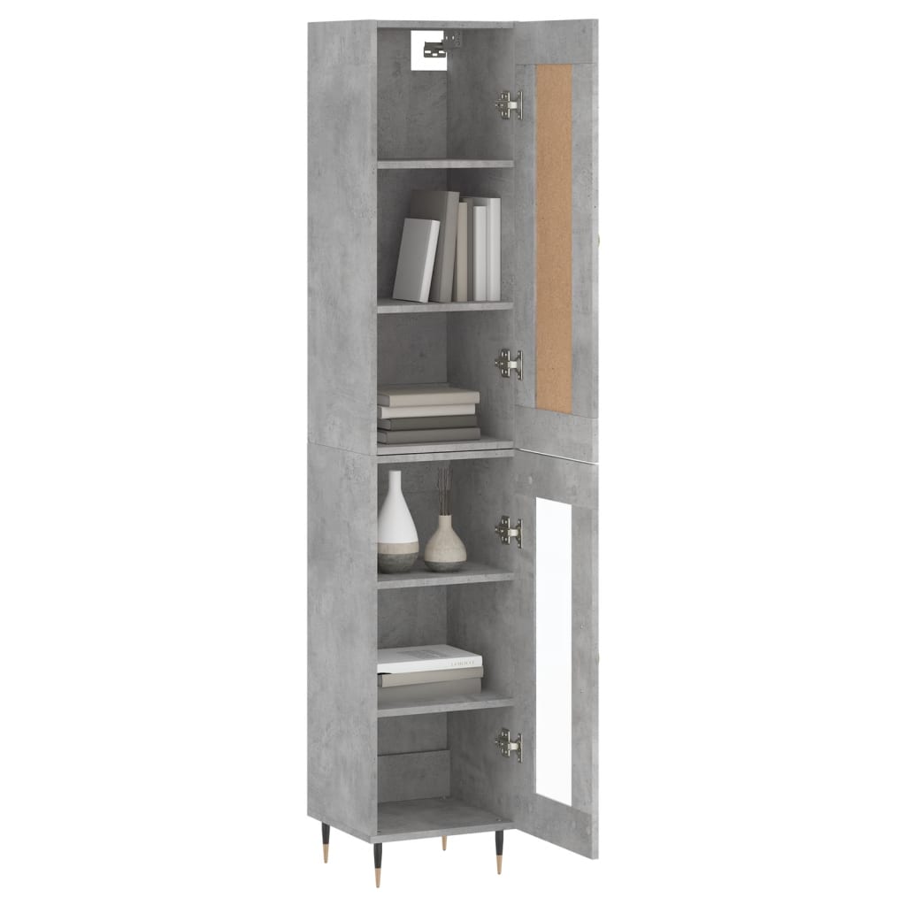 Highboard betonggrå 34,5x34x180 cm konstruert tre vidaXL