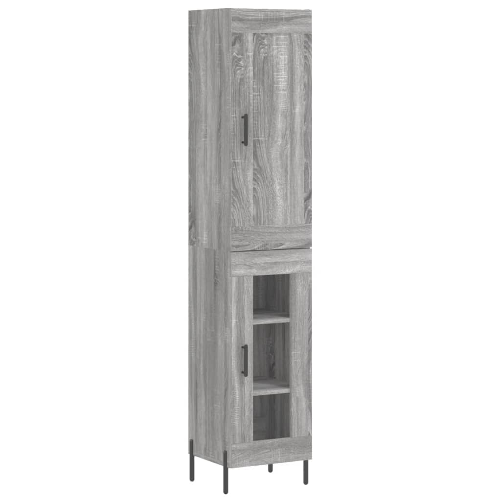 Highboard grå sonoma 34,5x34x180 cm konstruert tre