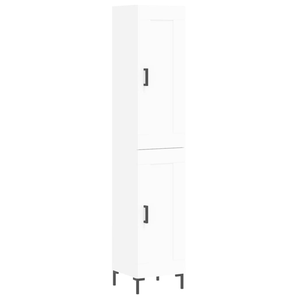 Highboard hvit 34,5x34x180 cm konstruert tre