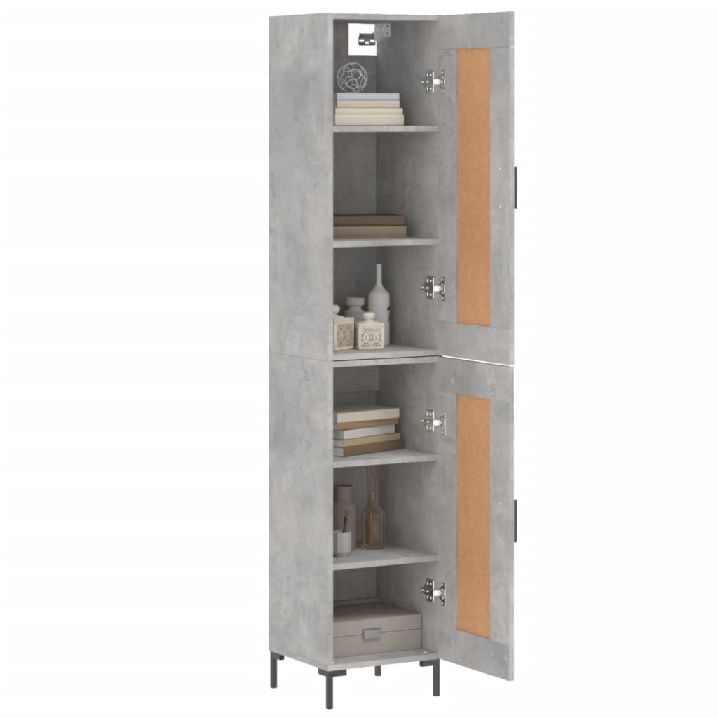 Highboard betonggrå 34,5x34x180 cm konstruert tre